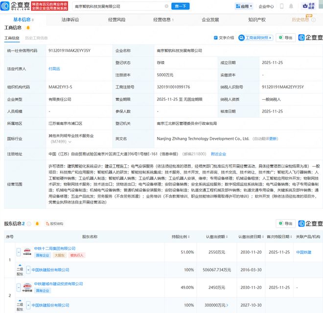 中國鐵建南京新公司布局智能無人飛行器業務 戰略轉型背后的多重考量